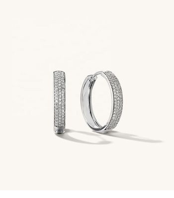 18K goud geplatte Micron Pave Huggies 925 Sterling zilveren vrouwelijke oorbellen