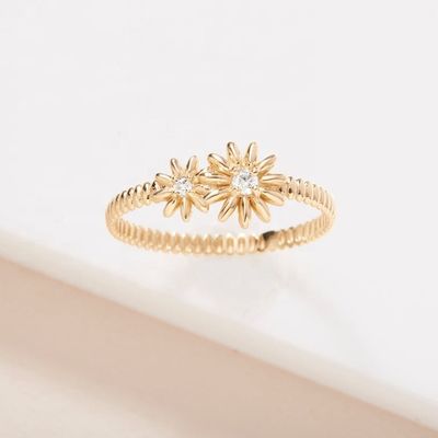Mode Goudgeplatte 925 Sterling zilver Daisy CZ Ring Vrouwen elegantie accessoire