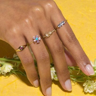 Mode Goudgeplatte 925 Sterling zilver Daisy CZ Ring Vrouwen elegantie accessoire