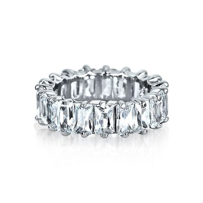 Duidelijke smaragd gesneden CZ Infinity trouwband 925 zilveren Infinity trouwringen