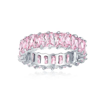 Duidelijke smaragd gesneden CZ Infinity trouwband 925 zilveren Infinity trouwringen