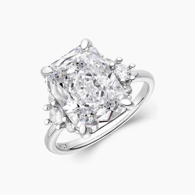 18K goud geplatte hoofdsteen CZ Vintage Wedding 925 Sterling zilveren ring voor meisjes