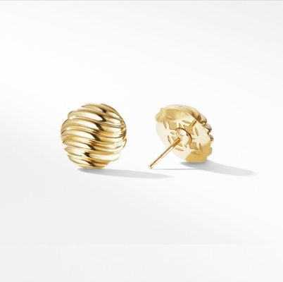 OEM Sculpted Cable Stud Earrings 18K Gold Plated Stainless Steel Studs