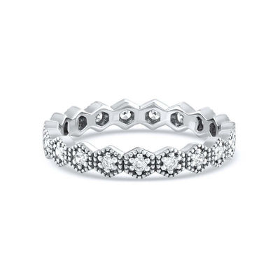 Trendy Eternity Geometrische vorm Kubische Zirconia Stackable Ring Band voor vrouwen