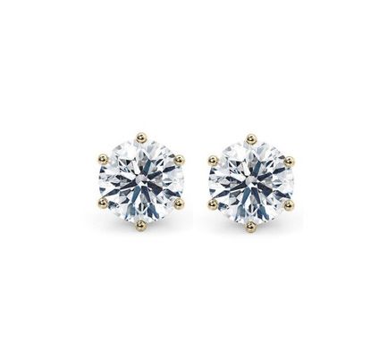 Zes klauwen witte CZ stud oorbellen 925 Sterling zilver 18K kubische Zirconia stud oorbellen