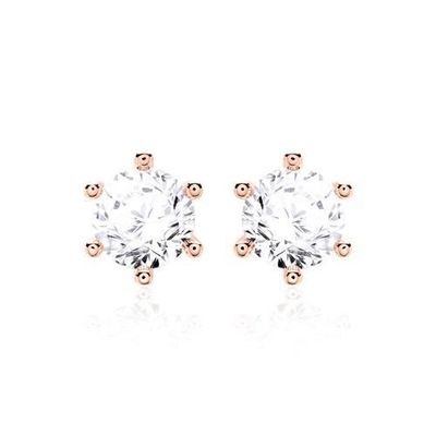 Zes klauwen witte CZ stud oorbellen 925 Sterling zilver 18K kubische Zirconia stud oorbellen