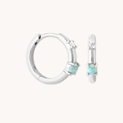 Mystic 18K goud geplatte opaal hoepels 925 Sterling zilver nieuwste Huggies mode oorbellen