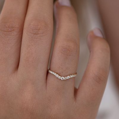 925 Sterling zilver gebogen diamant CZ Verlovingsring Stack trouwband