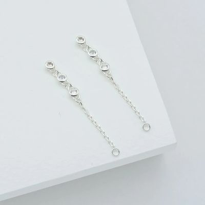 Drop Bezel Wit Diamant 925 Sterling Zilveren Ketting Oorbellen Mode