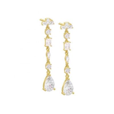 Religieuze inspiratie S925 Sterling zilver edelsteen drop oorbellen in 18K goud