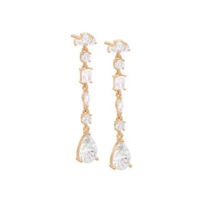 Religieuze inspiratie S925 Sterling zilver edelsteen drop oorbellen in 18K goud