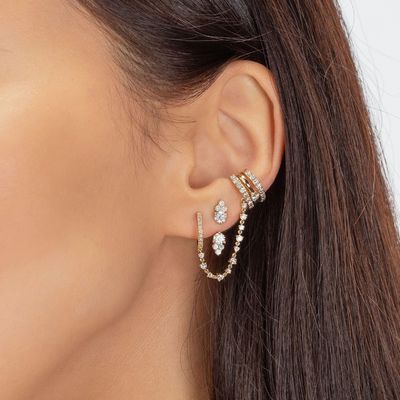 Witte kubische Zircon Cluster Diamant stud jas oorbellen 925