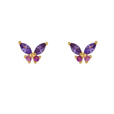 18K goud Marquise Cut Turquoise CZ 925 Sterling Silver Butterfly Stud oorbellen voor vrouwen