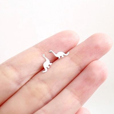 Kinderen Dinosaurus Goud geplatte stud oorbellen 925 Sterling Silver Mini