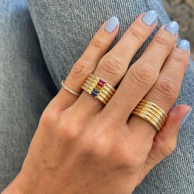 18K vergulde regenboog baguette cut CZ multi mode 925 sterling zilver vrouwen ringen