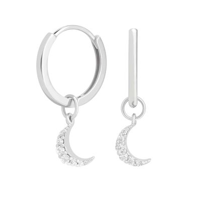 Dangle Moon Hoop oorbellen 925 zilver voor vrouwen Braziliaanse goud bekleed 18K Custom juwelen
