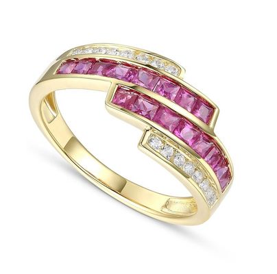 Prongsetting Smaragd Ruby Vrouwen Diamant Verklaring Ringen Grootte 6- Grootte 10