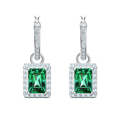 Groene CZ Diamant 925 Sterling zilver klassieke luxe hoop oorbellen voor dames mode