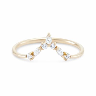 V-vormige stapelringen met rond en markise wit CZ in 925 sterling zilver