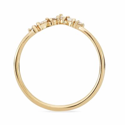 V-vormige stapelringen met rond en markise wit CZ in 925 sterling zilver