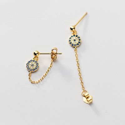 925 Sterling zilver CZ Diamantgoud geplatte oogleden voor vrouwen Zilver/koper