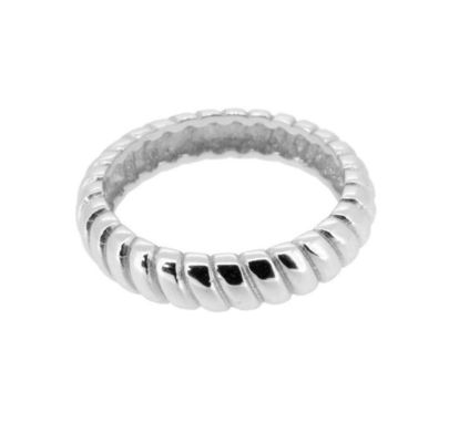 Breedte 6mm Zilveren Twist Verlovingsring 18K Goud Rhodium Kleur Twist Zilveren Ring