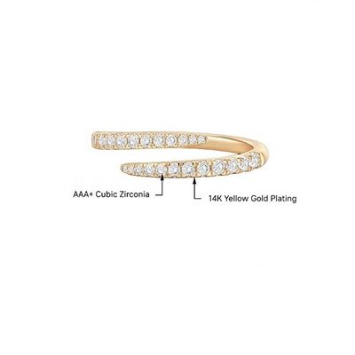 14K goud geplatte kubische zirconia open twist eeuwigheid band ring eco vriendelijk