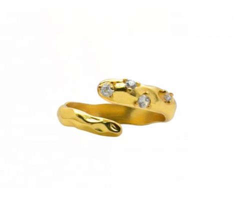 Grootte 4-10 CZ Stone Ring 18K Gold Open Snake 925 Sterling Silver Dieren Ringen