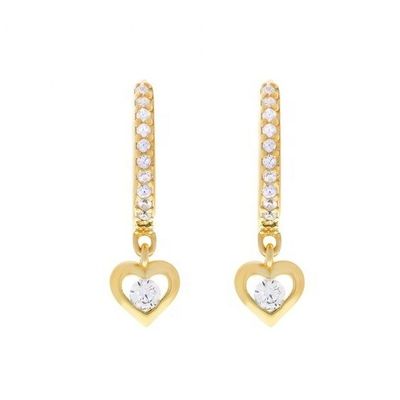 Goud geplatte Mini Dangle Heart CZ Huggie oorbellen Voeg een vleugje glamour toe aan je look