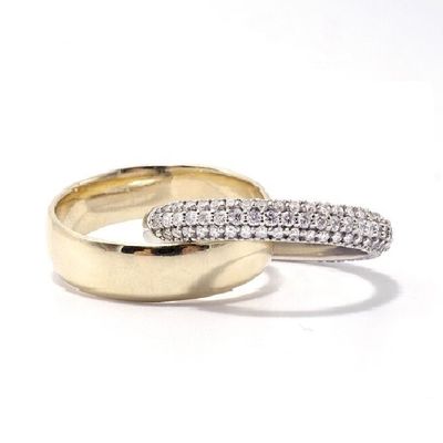Mode Unisex rollende ringen Domed Diamond Band Wide Gold Plated Sterling Silver Rings