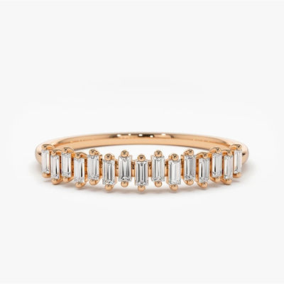 925 Sterling zilver CZ Diamant baguette Vrouwen eeuwigheid ring met gele goud