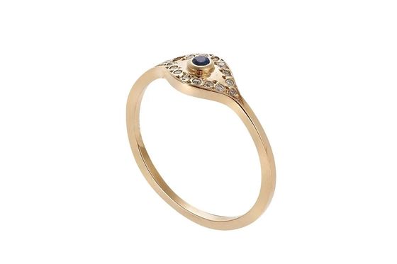 925 Sterling Silver Evil Eye Diamond Band Ring met zilverplating klassieke stijl