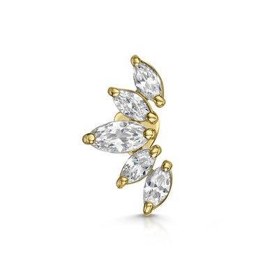 Goud geplatteerde Rhodium stud oorbellen Wit CZ voor vrouwen
