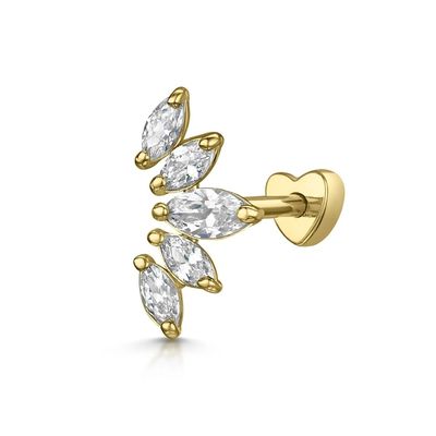 Goud geplatteerde Rhodium stud oorbellen Wit CZ voor vrouwen