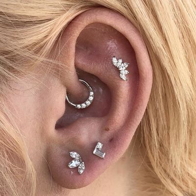 Goud geplatteerde Rhodium stud oorbellen Wit CZ voor vrouwen
