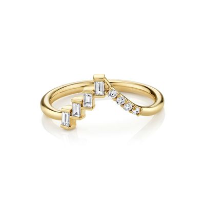 Aanbieden OEM Ronde Diamanten en Baguettes Eclectische Driehoek Zilveren Ring voor Vrouwen