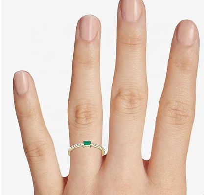 Fijne sieraden 925 Sterling zilveren ring met groene of witte stenen en 18 karat goud