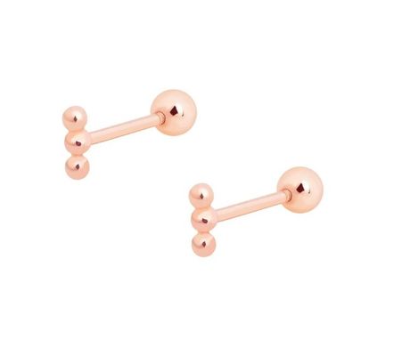 Mini Barbell met kralen Zilveren oordopje met schroef achterin 925 Sterling zilver