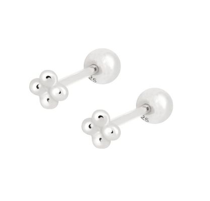 6 mm zilveren kleine bal met kralen Barbell stud oorbellen met schroefachterkant sieraden