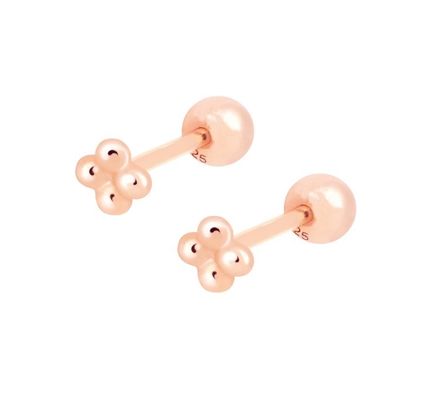 6 mm zilveren kleine bal met kralen Barbell stud oorbellen met schroefachterkant sieraden