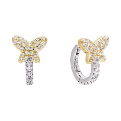 Mini Summer Butterfly Wit CZ Huggies 925 Sterling zilveren oorbellen