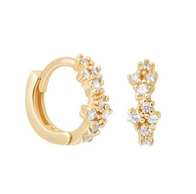 Bloemvormige witte CZ 925 Sterling Silevr Huggies oorbellen voor vrouwen