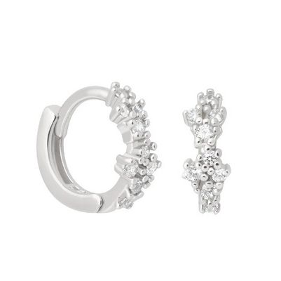 Bloemvormige witte CZ 925 Sterling Silevr Huggies oorbellen voor vrouwen