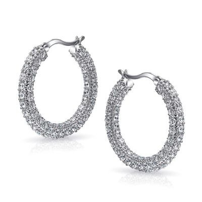 925 Sterling zilver bruidsringe Pave White CZ Hoop oorbellen voor modieuze bruiden