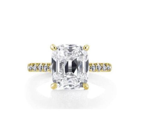 Witte CZ 925 Sterling zilveren verlovingsring 18K vergulde baguette
