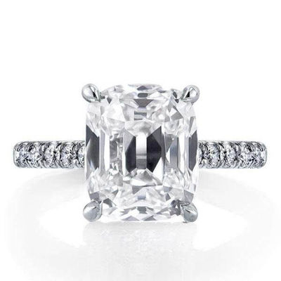 Witte CZ 925 Sterling zilveren verlovingsring 18K vergulde baguette