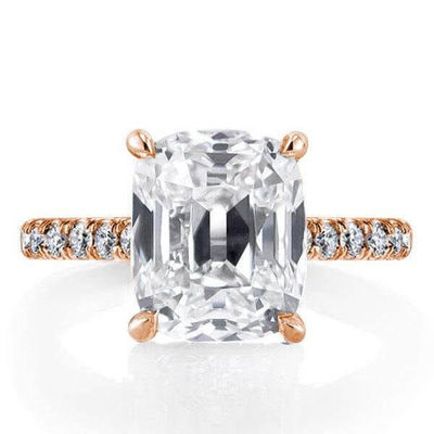 Witte CZ 925 Sterling zilveren verlovingsring 18K vergulde baguette