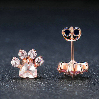 Liefdevolle uitstraling Kinderen dierenvoetafdrukken Stud oorbellen in 925 sterling zilver messing