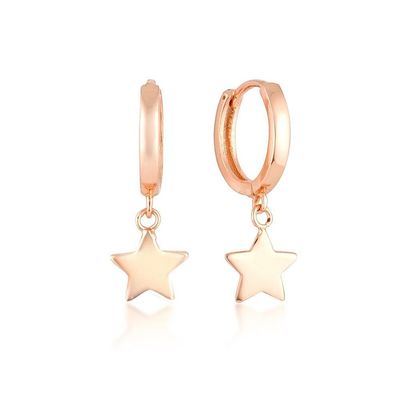 Messing 14K Gouden Ster Hoop Oornappen Voor Vrouwen Eenvoudige Dagelijkse Sieraden