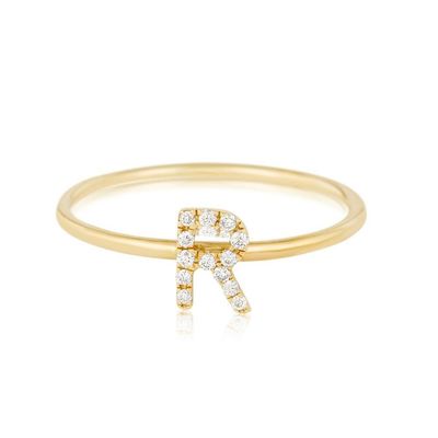 Zilveren sieraden gepersonaliseerde 18K vergulde stapelingen initiële CZ dunne ringen voor vrouwen